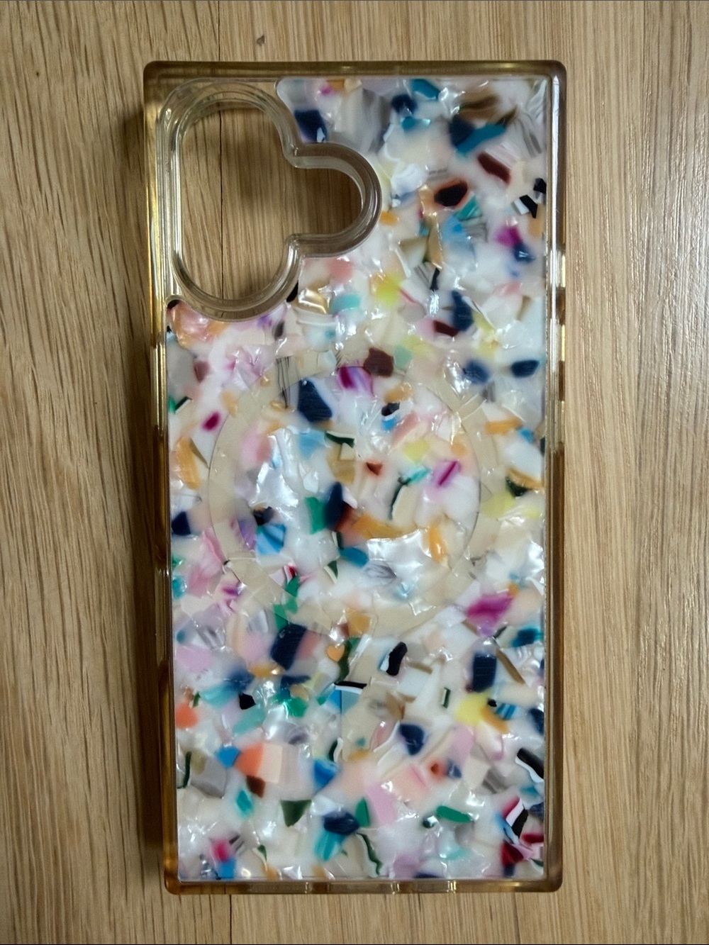 FLAUNT Square Confetti Multicolor Resin Phone Case - Clear Edge iPhone 17
